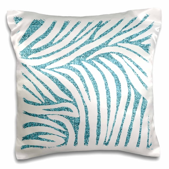 3dRose, Zebra print aqua glitter image, 16x16 inch Pillow Case