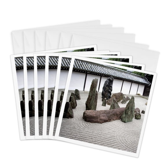 3drose, Zen Garden, Kyoto, Japan-as15 Ste0069 - Shin Terada, 6 Greeting Cards with Envelopes