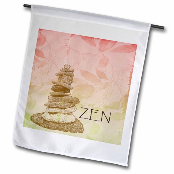 3dRose, Zen Rocks Floral- Inspirational Art, 18 x 27 inch Garden Flag