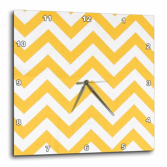 3dRose, Zig Zag Yellow Stripes, 15x15 Wall Clock
