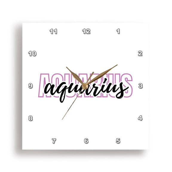3dRose, Zodiac Sign - Aquarius Text, 15x15 Wall Clock