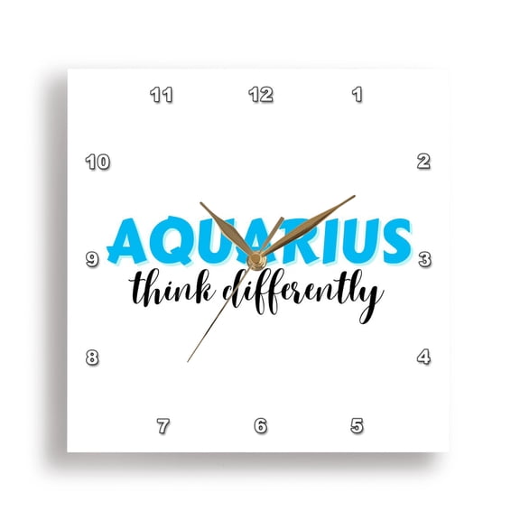 3dRose, Zodiac Sign - Aquarius - Think Differently Text, 15x15 Wall Clock