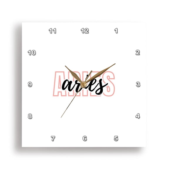 3dRose, Zodiac Sign - Aries Text, 15x15 Wall Clock