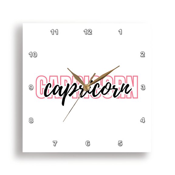3dRose, Zodiac Sign - Capricorn Text, 15x15 Wall Clock