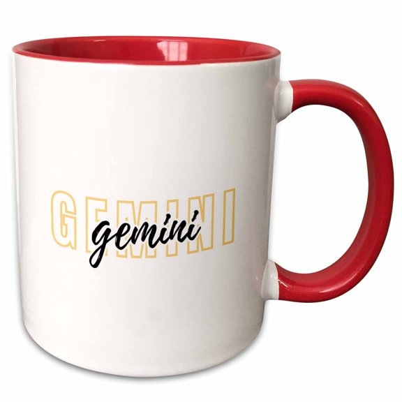 3drose, Zodiac Sign - Gemini Text, 11oz Two-tone Red Mug