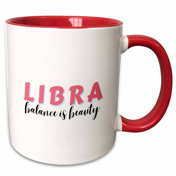 3drose, Zodiac Sign - Libra - Balance Is Beauty Text, 15oz Two-tone Red Mug