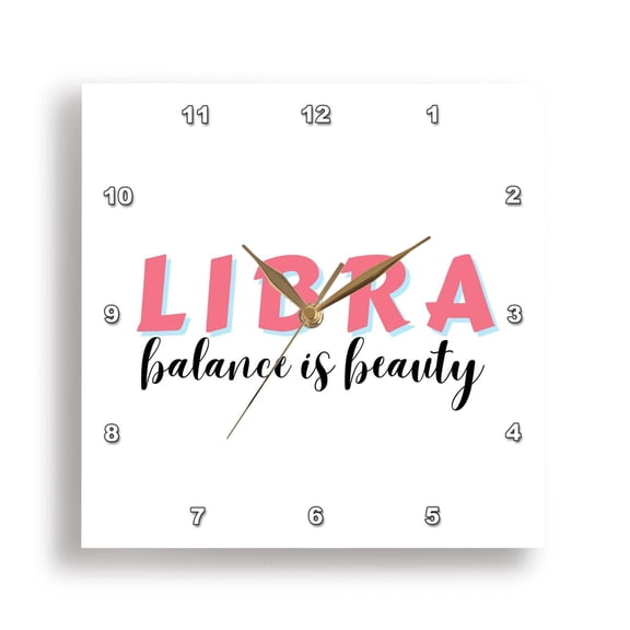 3dRose, Zodiac Sign - Libra - Balance is Beauty Text, 15x15 Wall Clock