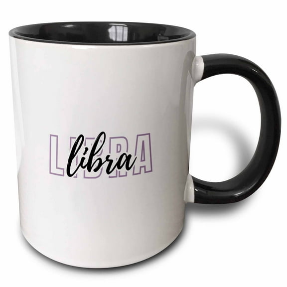 3drose, Zodiac Sign - Libra Text, 15oz Two-tone Black Mug