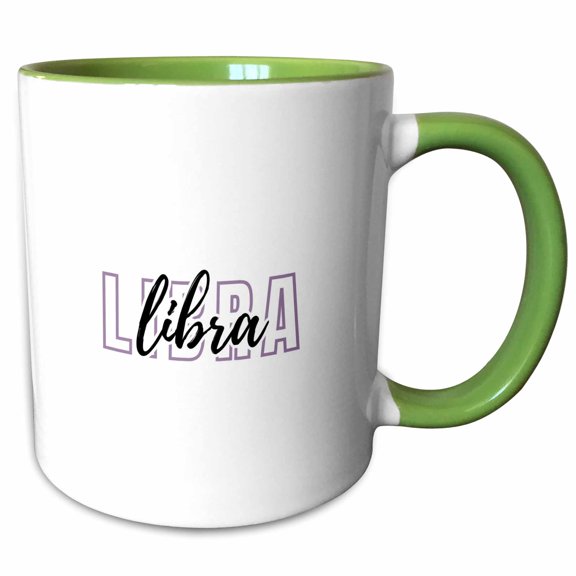 3drose, Zodiac Sign - Libra Text, 15oz Two-tone Green Mug