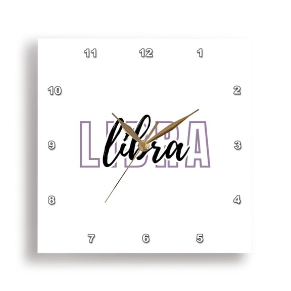 3dRose, Zodiac Sign - Libra Text, 15x15 Wall Clock