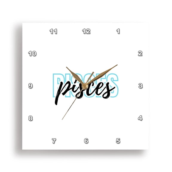 3dRose, Zodiac Sign - Pisces Text, 15x15 Wall Clock