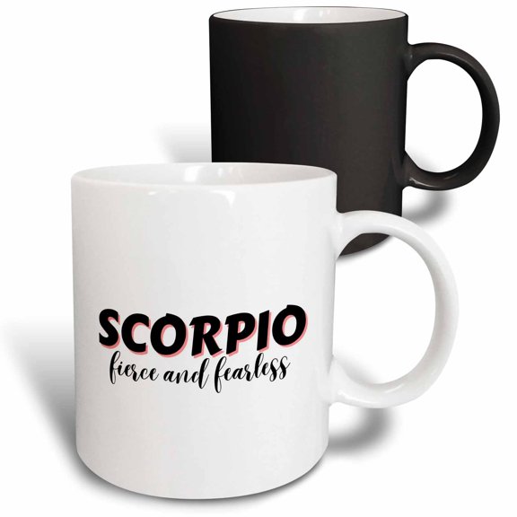 3drose, Zodiac Sign - Scorpio - Fierce and Fearless Text, 11oz Magic Transforming Mug