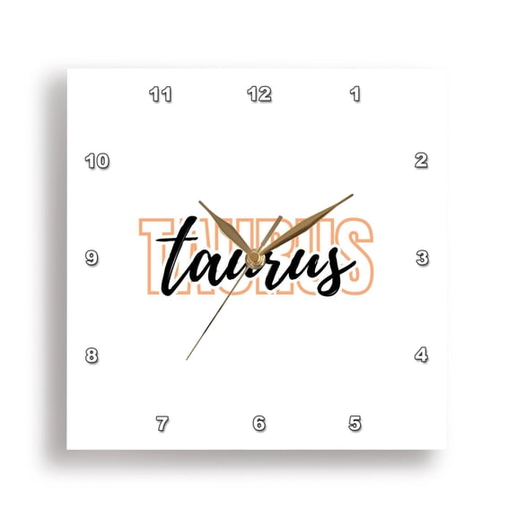 3dRose, Zodiac Sign - Taurus Text, 15x15 Wall Clock