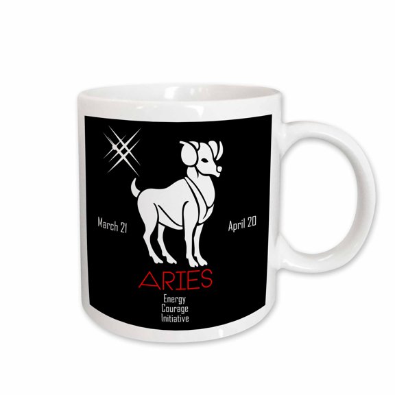 3drose, Zodiac Symbol Aries on Black Background, 11oz Mug