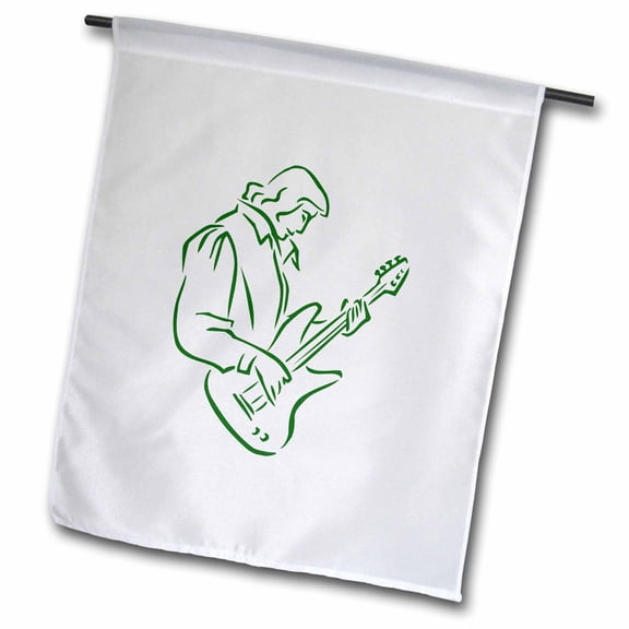 3dRose, bass player outline male green, 12 x 18 inch Garden Flag