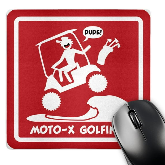 3dRose, caution sign of moto-x golf cart over a sand trap, stickman driving, MousePad