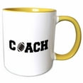 thumbnail image 1 of 3drose, Coach, Black Letters with Football on White Background, 15oz Two-tone Yellow Mug, 1 of 6