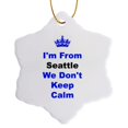 thumbnail image 1 of 3drose, Dont Keep Calm, Seattle, Blue and Black Letters on White Background, 3 inch Snowflake Porcelain Ornament, 1 of 7