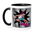 thumbnail image 1 of 3dRose, freakin skater on his board, distressed graghics and bizarre background, 11oz Two-Tone Black Mug, 1 of 3