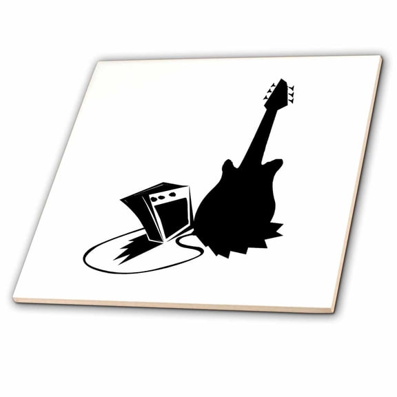 3dRose, guitar amp stylized black, 4 Inch Ceramic Tile