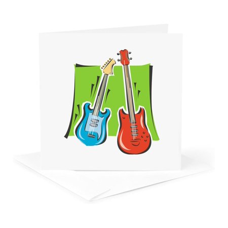 3dRose, guitar and bass stylized, 1 Greeting Card with envelope
