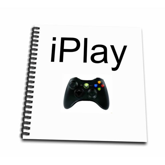 3dRose, iPlay, black lettering on white background, picture of game controller, Drawing Book 8 x 8 inch