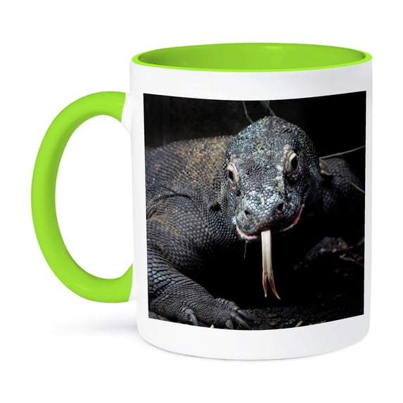 3dRose, komodo dragon tongue out drooling, 15oz Two-Tone Green Mug