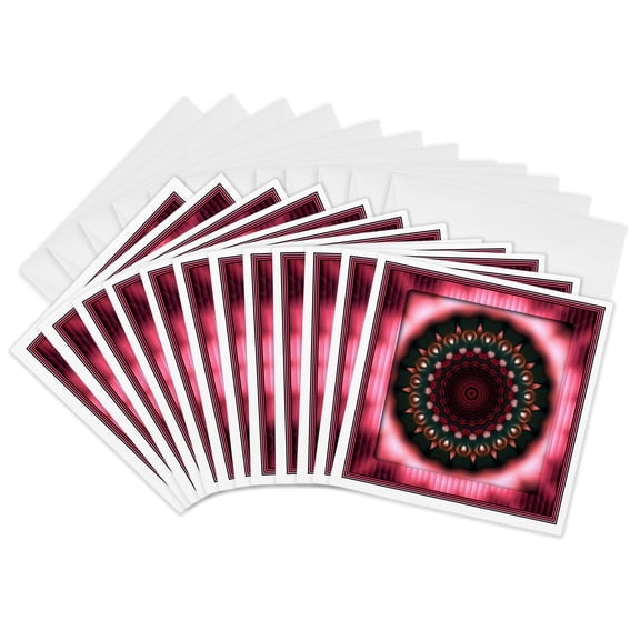 3drose, Pink Zen Meditation Orient Inner Harmony Peace Spirituality Flowerpower, 12 Greeting Cards with Envelopes