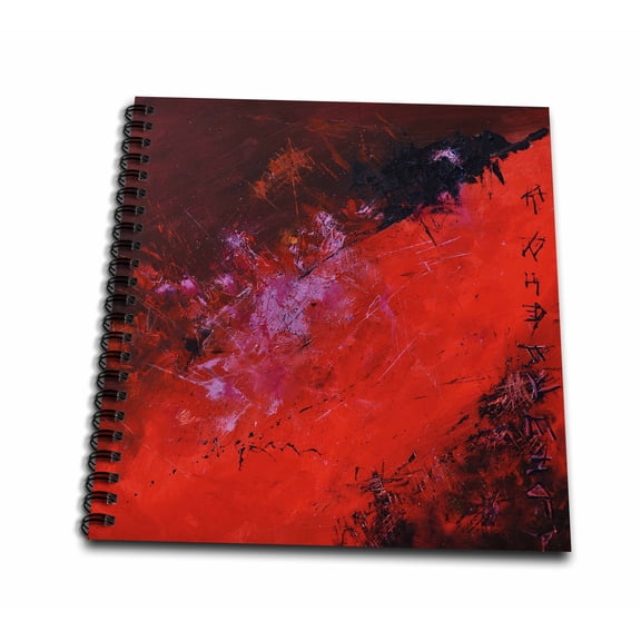 3dRose, red Abstract , Memory Book 12 x 12 inch