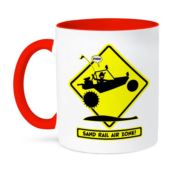 3dRose, sand-rail air zone road sign, dude, 15oz Two-Tone Red Mug