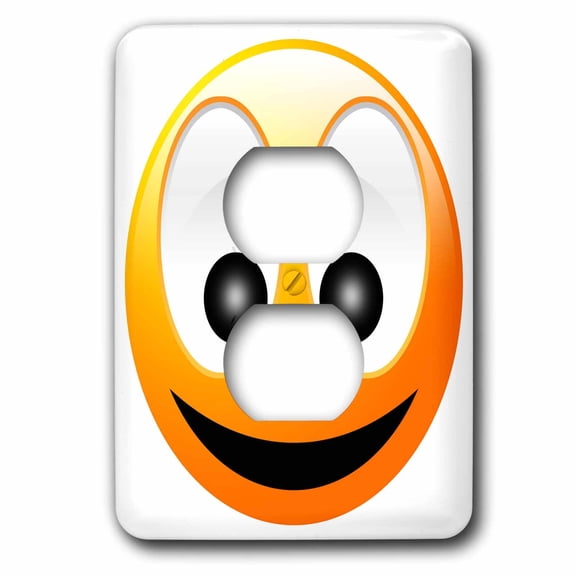3dRose, smiling Face 1 a yellow and black happy face with a big smile and huge eyes, 2 plug outlet cover