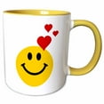 thumbnail image 1 of 3drose, Smiling in Love, Yellow Happy Face, Romantic Hearts, Valentines Day Anniversary, 11oz Two-tone Yellow Mug, 1 of 6
