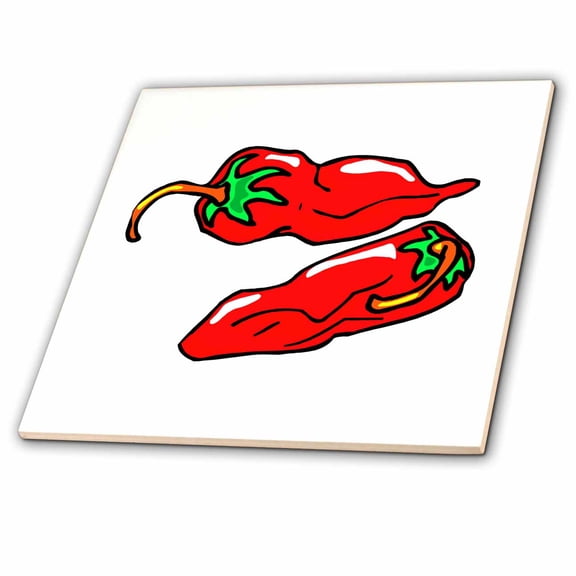 3dRose, two chili peppers graphic loose, 12 Inch Ceramic Tile