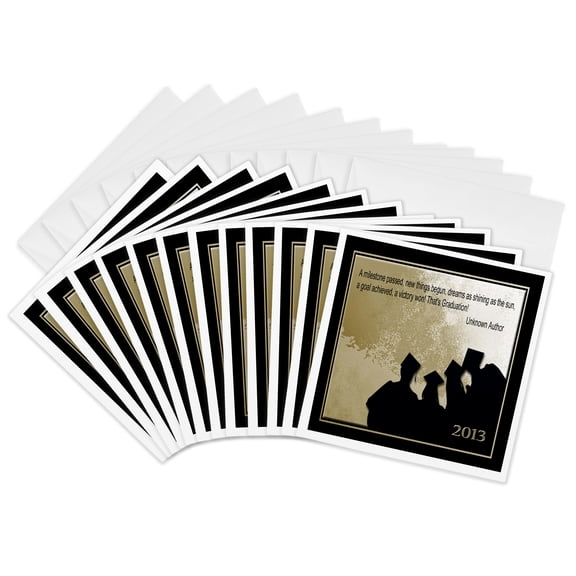 3drose, 2013 Graduates, a Milestone Passed, Gold, 12 Greeting Cards with Envelopes