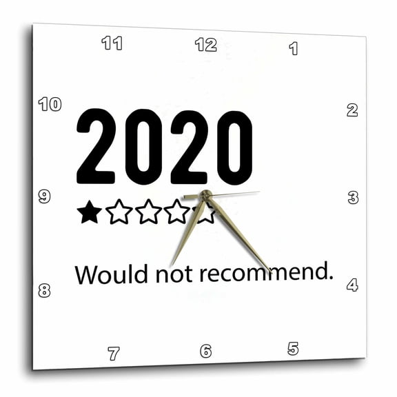 3drose, 2020. 1 Star Rating. Would Not Recommend. Black Lettering on White., 13x13 Wall Clock