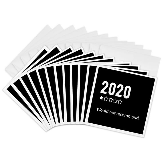 3drose, 2020. 1 Star Rating. Would Not Recommend. White Lettering on Black., 12 Greeting Cards with Envelopes