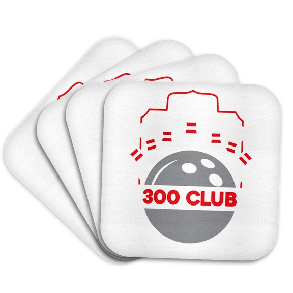 3drose, 300 Club Perfect Bowling Game Bowler No Gutter Balls, Set of 4 Coasters - Soft