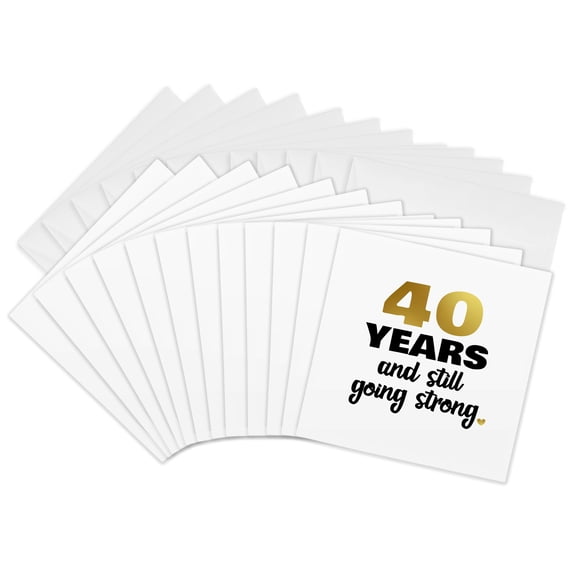 3drose, 40 Year Anniversary Still Going Strong Gift for 40th Wedding Anniversary, 12 Greeting Cards with Envelopes