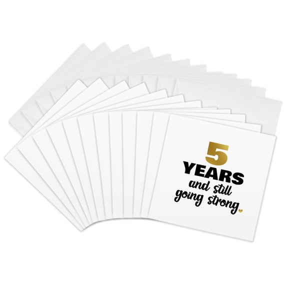 3drose, 5 Year Anniversary Still Going Strong Gift for 5th Wedding Anniversary, 12 Greeting Cards with Envelopes