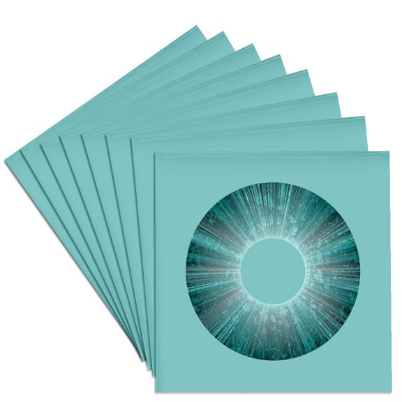 3drose, Abstract Art Blue Iris on Turquoise, Set of 8 Ceramic Tile Coasters