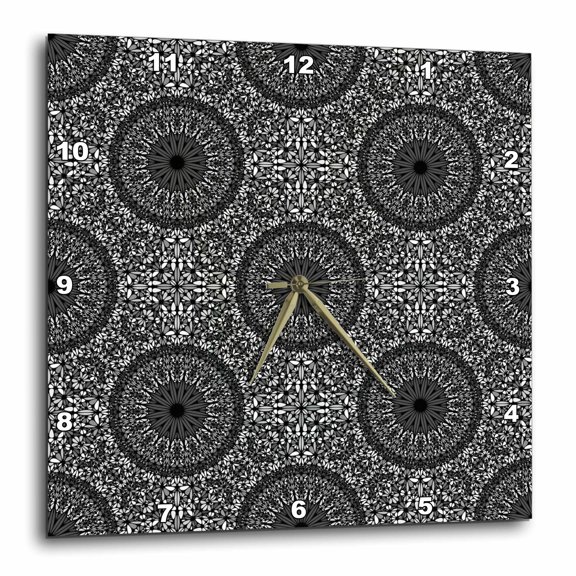 3drose, Abstract Bohemian Gemstone Mandala Pattern Design Background, 15x15 Wall Clock