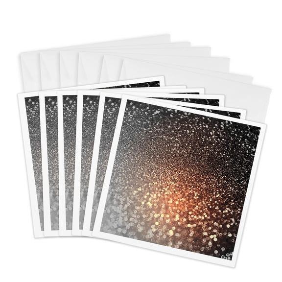 3drose, Abstract Coffee Brown Ombre Faux Glitter Bokeh, 6 Greeting Cards with Envelopes