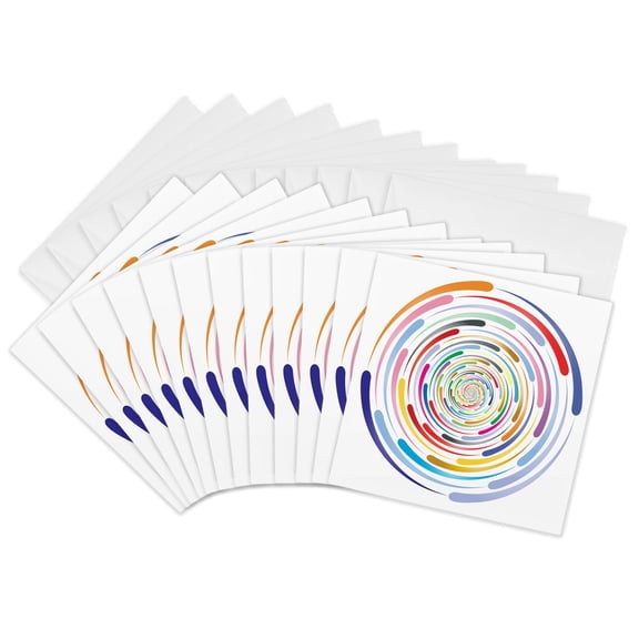 3drose, Abstract Colorful Multicolor Circle, 12 Greeting Cards with Envelopes