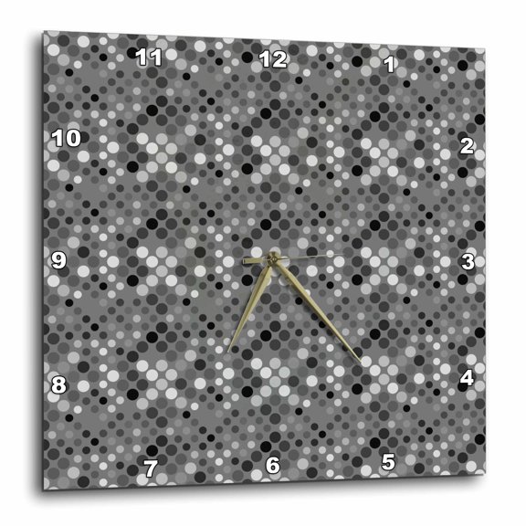 3drose, Abstract Dot Pattern Background - Dark Grey Vector Graphic Design, 13x13 Wall Clock
