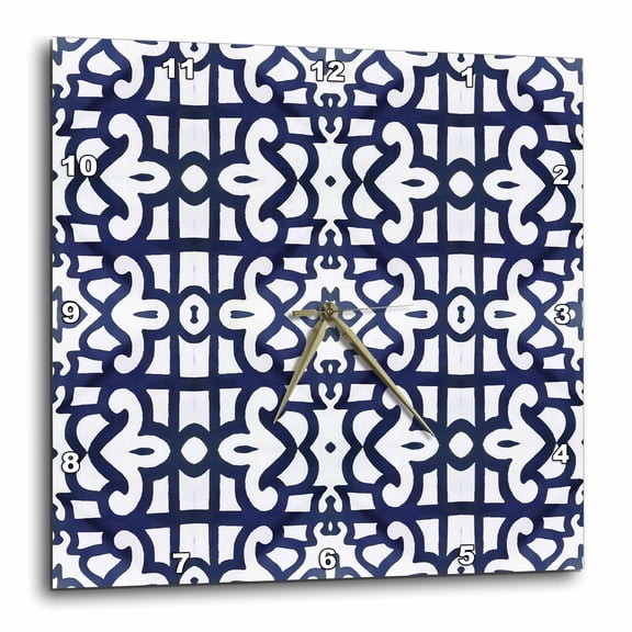 3drose, Abstract Fleur De Lis in Blue, 15x15 Wall Clock