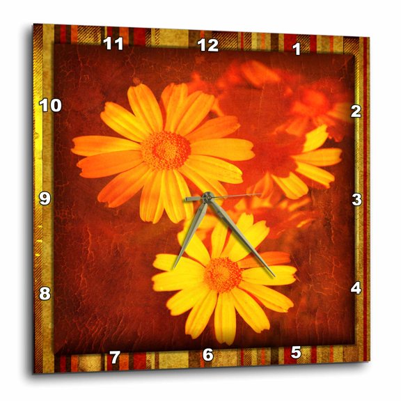 3drose, Abstract Floral Grunge, 13x13 Wall Clock