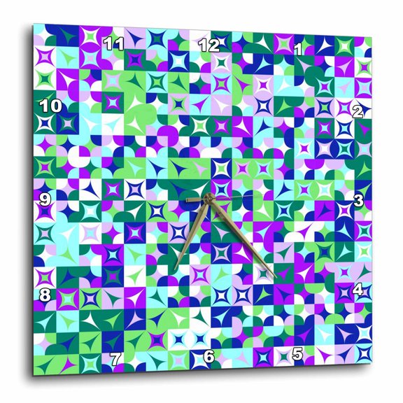 3drose, Abstract Geometric Pattern Background - Colorful Vector Illustration, 15x15 Wall Clock