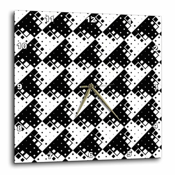 3drose, Abstract Monochrome Diagonal Rounded Square Pattern Background Design, 10x10 Wall Clock