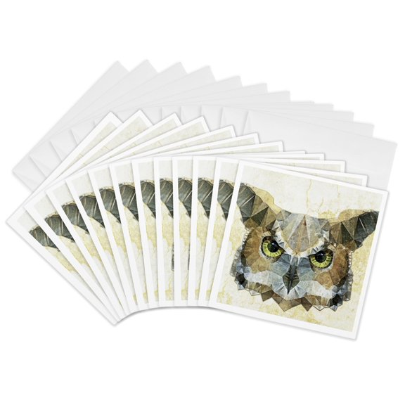 3drose, Abstract Owl - Funky Owl, 12 Greeting Cards with Envelopes