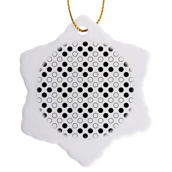 3drose, Abstract Seamless Circle Pattern Background - Monochrome Vector Design, 3 inch Snowflake Porcelain Ornament